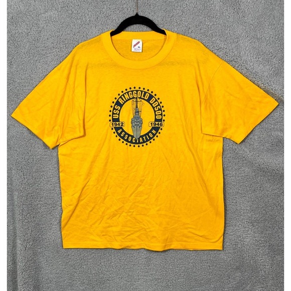 Jerzees Other - Vtg Jerzees T Shirt Mens XL Yellow Cotton USS Ringgold DD500 Association Naval
